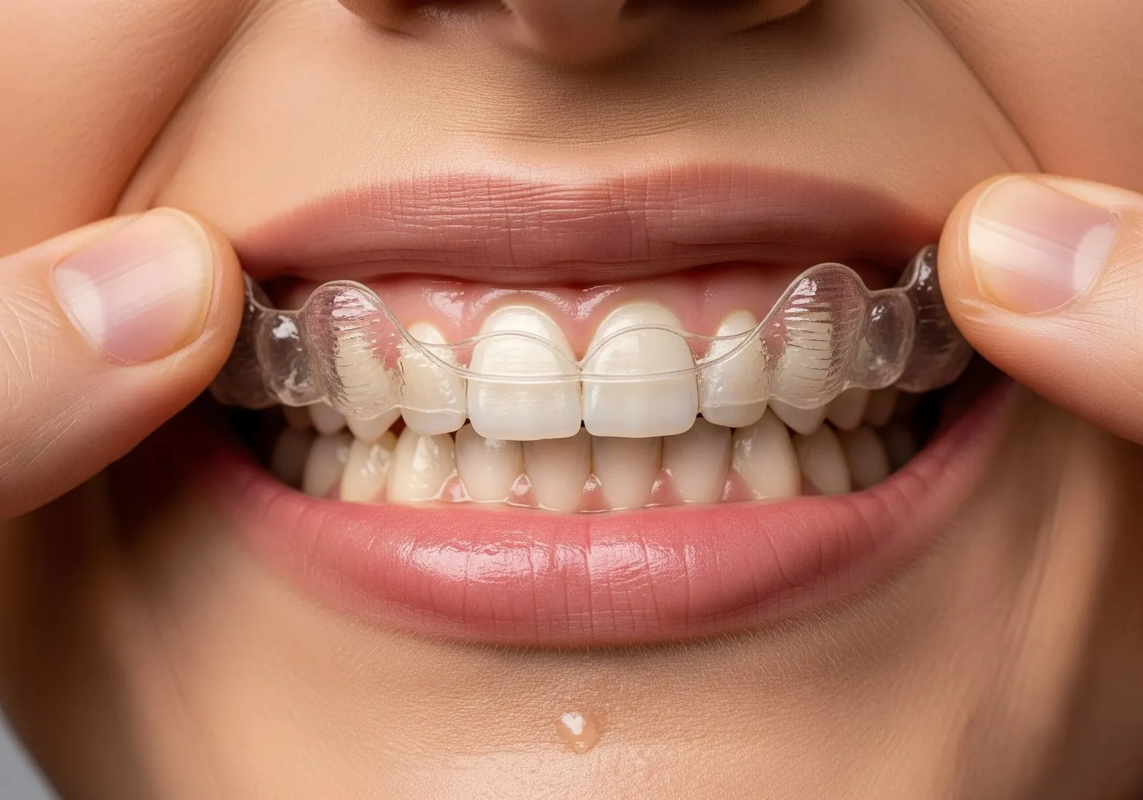 Patient holding an Invisalign clear aligner at our Mesquite, TX dental office